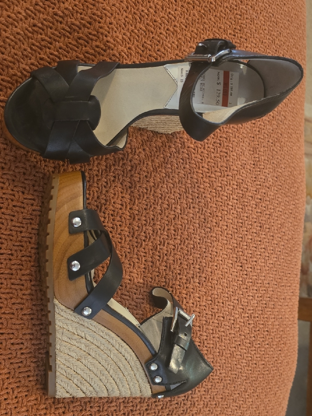 Black Wedge Michael Kors Sandals with Ankle Strap